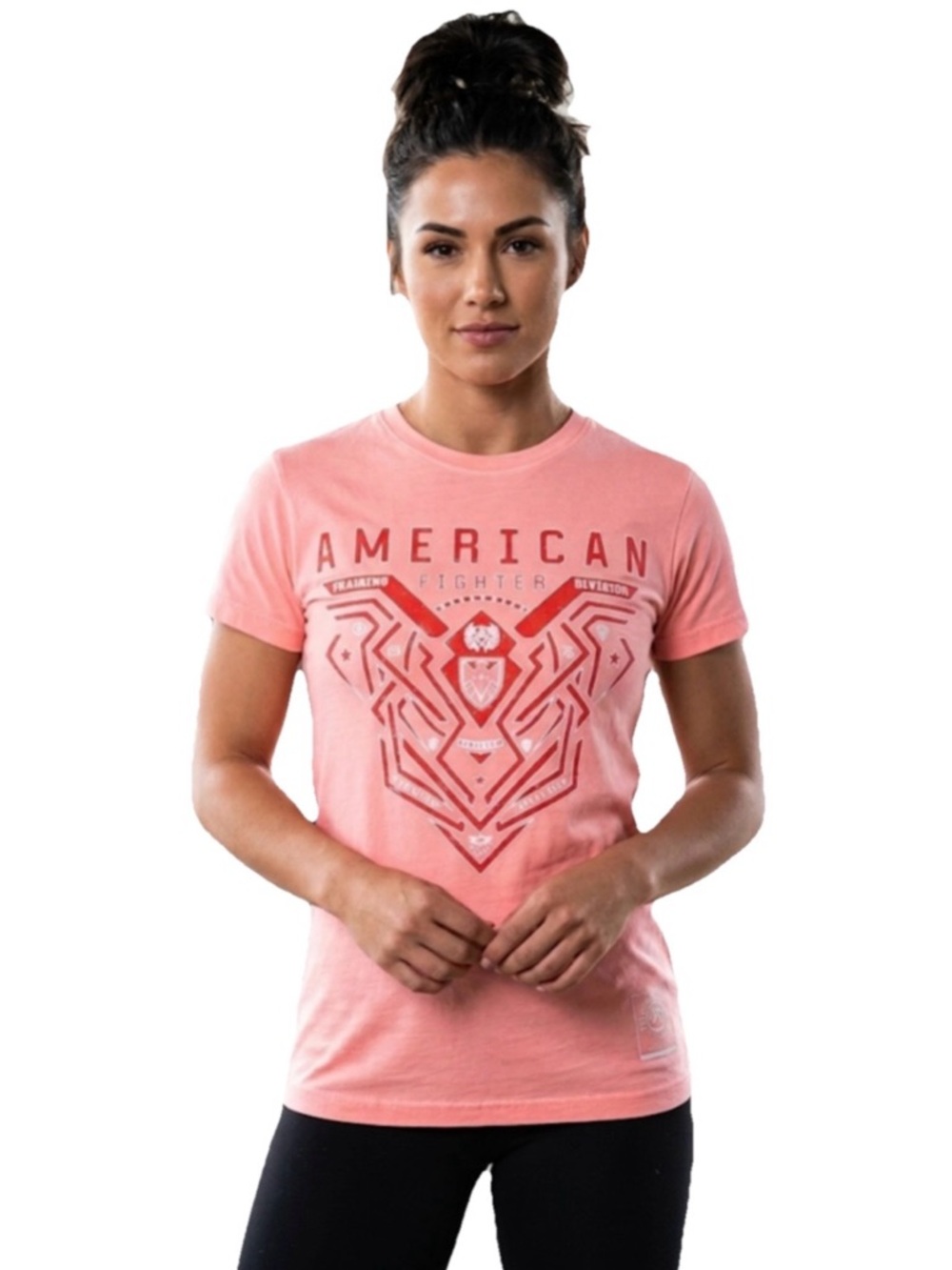 American Fighter Brimley Women's Coral Peach Graphic Cotton Tee Size XS